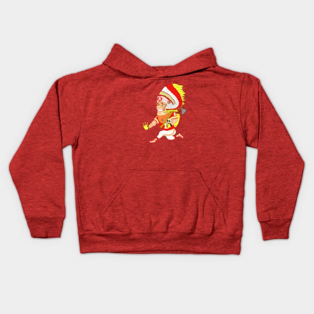 BIG CHIEF RED Kids Hoodie by DRAWGENIUS